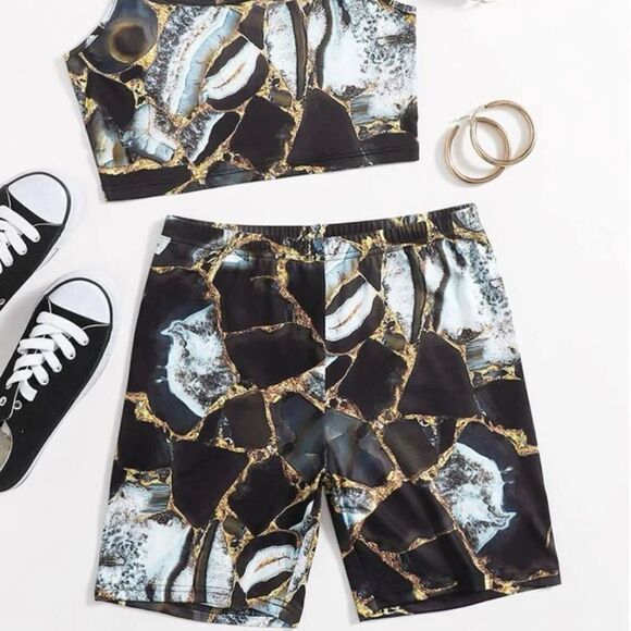 Marble Print Cami Top & Bottom - Picture 1 of 5